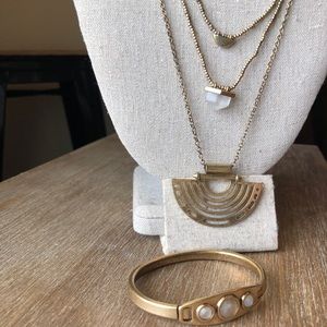 Lucky brand layered necklace & bracelet
